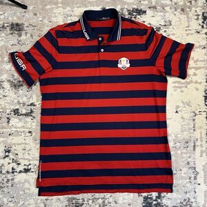 Ralph Lauren Red and Navy Striped Polo